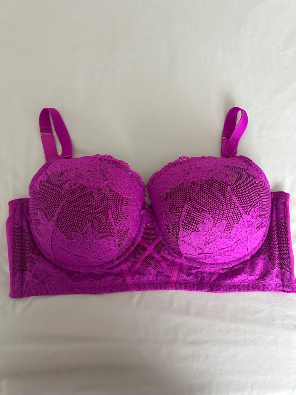 Cacique Fuchsia Lace Longline Balconette Bra